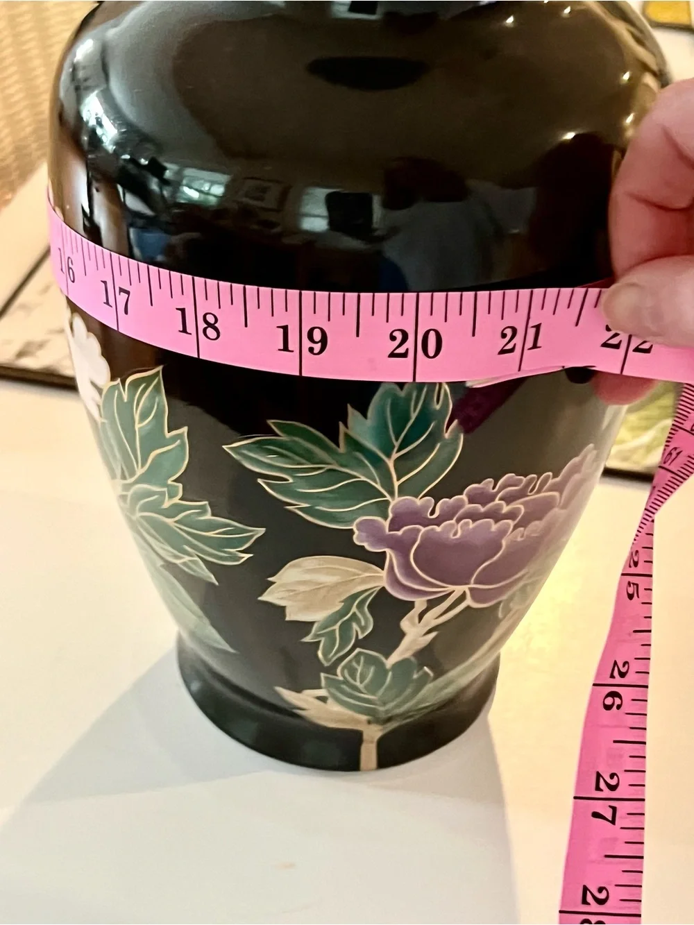 FITZ & FLOYD Cloisonne Peony Porcelain Vase Gilded Rim